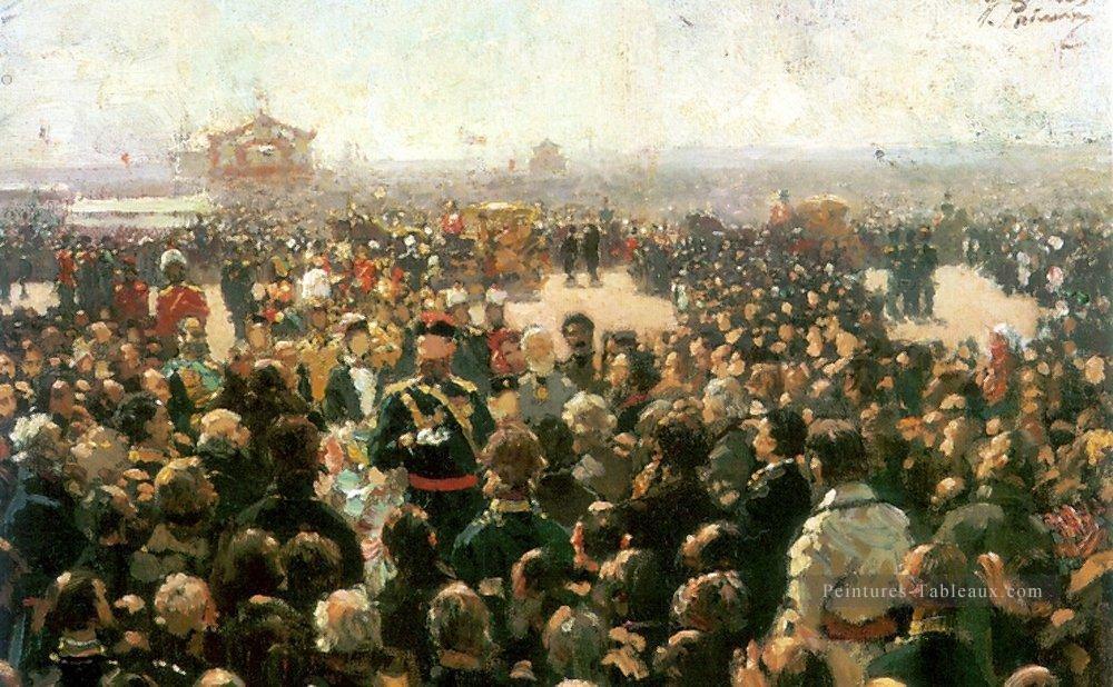 réception pour les dirigeants locaux cosaques par Alexandre III à la cour du palais Petrovsky en 1885 Ilya Repin Peintures à l'huile